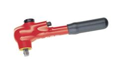 "Račna reverzibilna 3/8"" izolovana do 1000V, sa sistemom zaključavanja na dugme i radom u oba smera. Višeslojna izolacija i hrom-vanadijum čelik NWS"